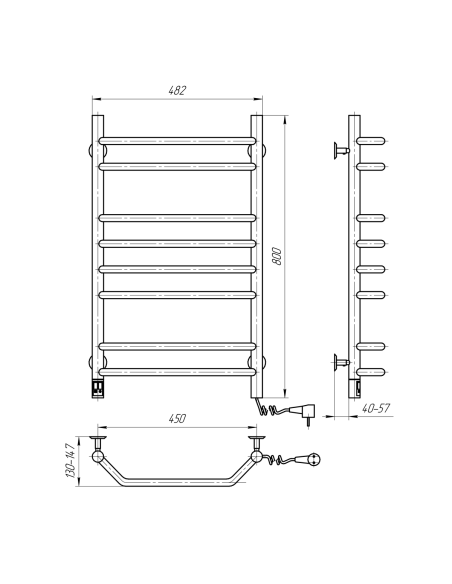 Stainless Steel Electric Towel Rail BLUES Sensor 480х800 right
