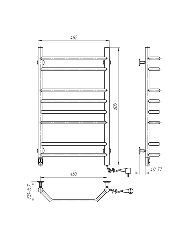 Electric Towel Rail WHITE BLUES Sensor 480x800 right