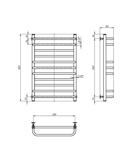 Stainless Steel Heated Towel Rail GRANDIS 500х800 Stainless Steel Heated Towel Rail GRANDIS 500х800