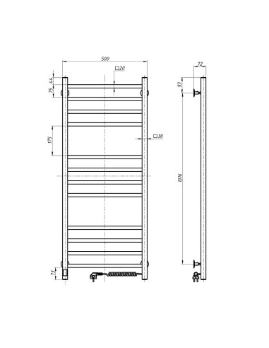 Stainless Steel Electric Towel Rail LOFT Sensor 500x1200 right