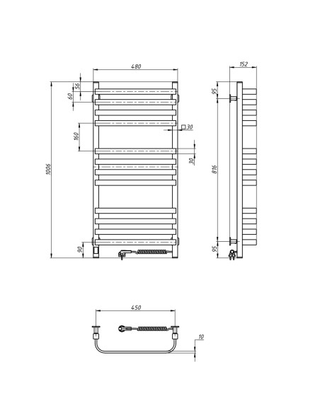 Electric Towel Rail BLACK NAVIN STUGNA 480х1000 Sensor right Electric Towel Rail BLACK NAVIN STUGNA 480х1000 Sensor right