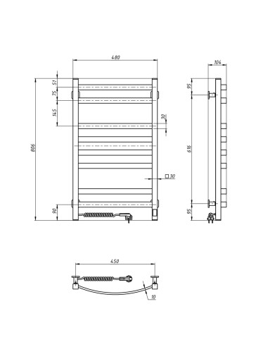 Electric Towel Rail WHITE NAVIN AVALON 480х800 Sensor left