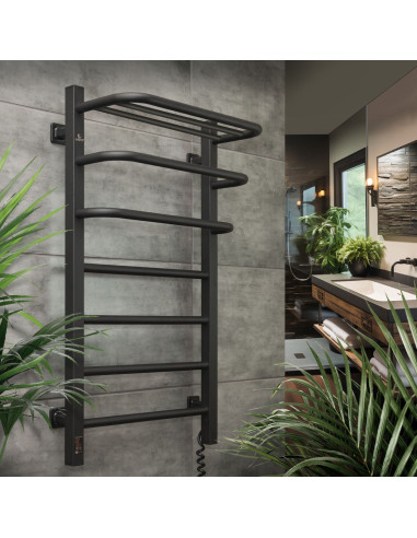 Electric Towel Rail BLACK NAVIN FORTIS 480x800 Right sensor