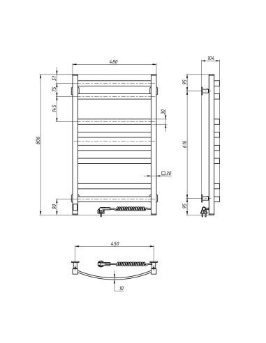 Electric Towel Rail BLACK NAVIN AVALON 480х800 Sensor right