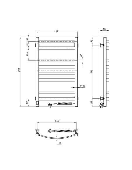 Electric Towel Rail BLACK NAVIN AVALON 480х800 Sensor right Electric Towel Rail BLACK NAVIN AVALON 480х800 Sensor right