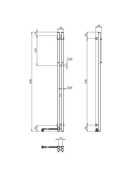 Electric Towel Rail WHITE NAVIN SILOUETTE QUADRO 90х1500 Sensor right Electric Towel Rail WHITE NAVIN SILOUETTE QUADRO 90х1500 Sensor right