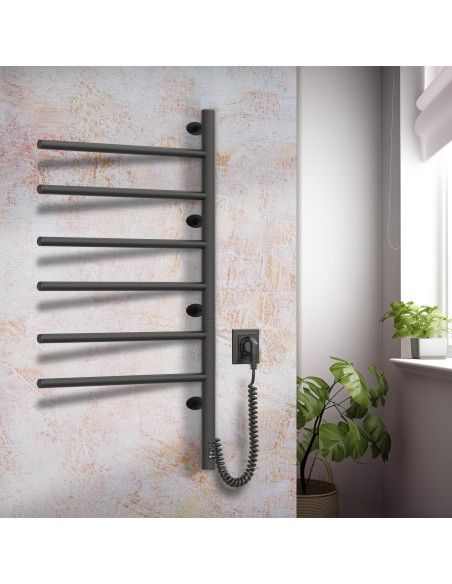 Electric Towel Rail BLACK ARABESQUE Sensor 480х800