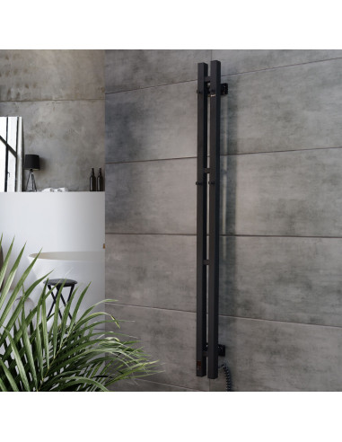 Electric Towel Rail BLACK NAVIN SILOUETTE QUADRO 90х1200 Sensor right