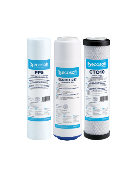 CMV3ECO Ecosoft  kārtridžu komplekts 3 pakāpju ūdens filtriem: PP5/ECOMIX D37/ CTO