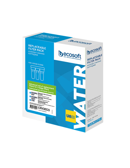 CRV3ECO Ecosoft  uzlabots kārtridžu komplekts 3 pakāpju ūdens filtriem: ECOMIX D37/ ECOMIX D531/CTO