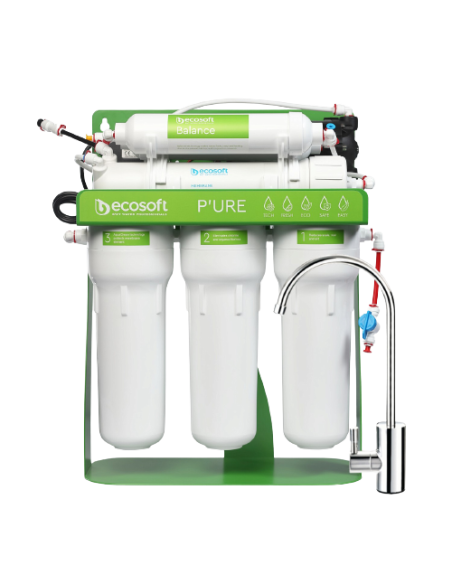 MO675MBALPSECO Ecosoft P’URE BALANCE Reversās osmozes filtrs ar sūkni uz rāmja (ar kalcija un magnija minerālvielām)