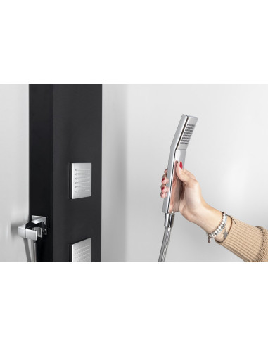 SPIRIT SQUARE wall-mounted thermostatic shower panel, 250x1500mm, black matt - 4