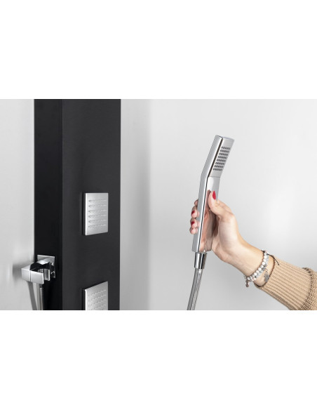 SPIRIT SQUARE wall-mounted thermostatic shower panel, 250x1500mm, black matt - 4