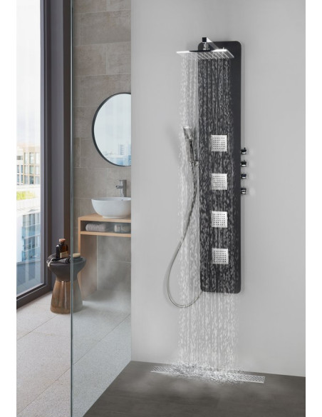 SPIRIT SQUARE wall-mounted thermostatic shower panel, 250x1500mm, black matt - 7