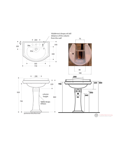 Kāja kolonna izlietnei Kersan RETRO  balta - 3