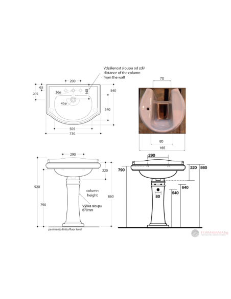 Kāja kolonna izlietnei Kersan RETRO  balta - 3