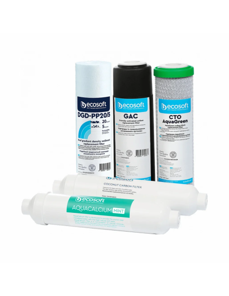 CHV6PUREMAC 6 Kārtridžu komplekts Ecosoft P'URE AquaCalcium 12 mēn.: DGD205-GAC-CTO-75GPD-AQUACALCIUM-POST