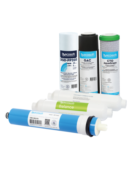 CHV6PUREBAL 6 Kārtridžu komplekts Ecosoft P’URE Balance 12 mēn.: DGD205-GAC-CTOAG-75GPD-BALANCE-POST