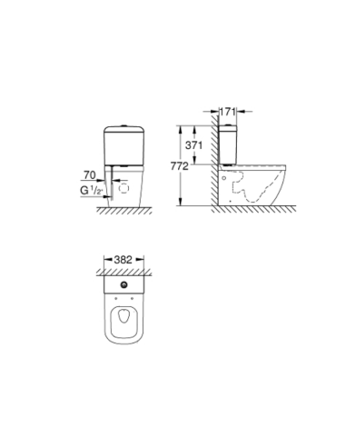 Euro Ceramic Exposed skalošanas tvertne - 1