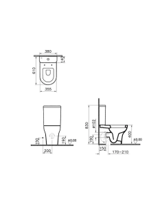 VitrA monobloka tualetes pods Zentrum + sk.tvertne + SC vāks 9012B003-7221 - 1 2