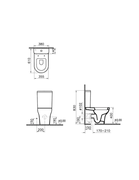 VitrA monobloka tualetes pods Zentrum 9012B003-7200 - 2 VitrA monobloka tualetes pods Zentrum 9012B003-7200 - 2