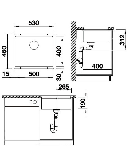 BLANCO SUBLINE 500-U PD CAFE O.AF