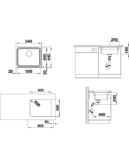 BLANCO ETAGON 500-U CNS 3½" LINF o.Afb BLANCO ETAGON 500-U CNS 3½" LINF o.Afb