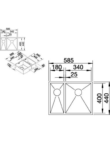 BLANCO ZEROX 340/180-U Hauptbecken re