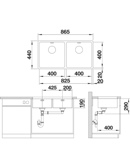 BLANCO ANDANO 400/400-U CNS 3½" LF o.Afb BLANCO ANDANO 400/400-U CNS 3½" LF o.Afb
