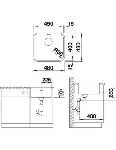 BLANCOSUPRA 450-U 3 1/2" CNS BSTF m.Afb.
