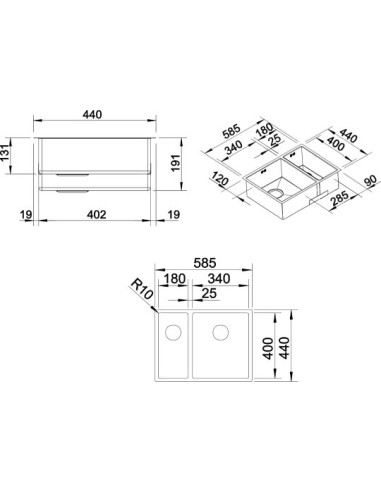 BLANCO CLARON 340/180-U Hauptbecken li
