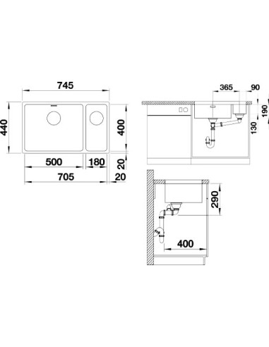 BLANCO ANDANO 500/180-U 3½" LI LF o.Afb.