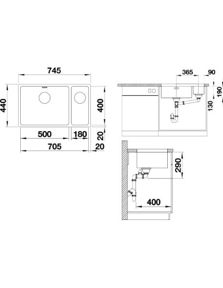 BLANCO ANDANO 500/180-U 3½" LI LF o.Afb.