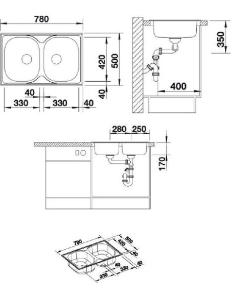 BLANCOTIPO 8 Compact 3 1/2" 18/10 Naturfinish BLANCOTIPO 8 Compact 3 1/2" 18/10 Naturfinish