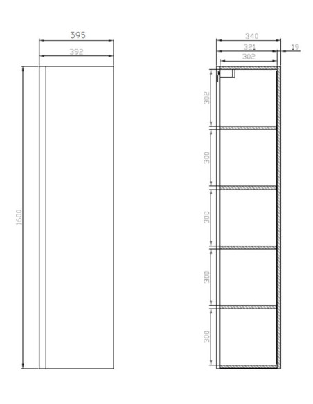 Cersanit augsts skapis Moduo 40x160cm 0276005 balts Cersanit augsts skapis Moduo 40x160cm 0276005 balts