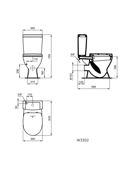 Eurovit Plus floor-standing pot with bidet function, Ideal Standard