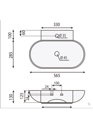 Keramiskā izlietne 56.5x38.5x13cm 7020, SOBARZO - 2