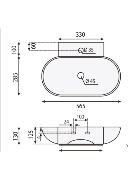 Keramiskā izlietne 56.5x38.5x13cm 7020, SOBARZO - 2