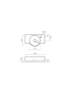 Keramiskā izlietne 60x33.5x10cm 4053N, VENECIA - 1 2
