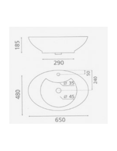 Keraamiline valamu 65x48x18.5cm 0003, ATHENAS - 1 2