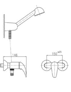 Shower faucet with set 1072 PANTHER, HR/MATETS 2