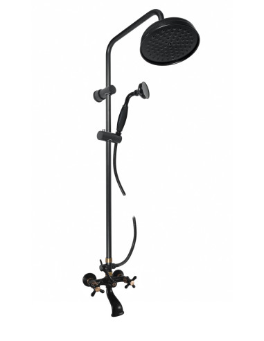 Klasisks jaucējkrāns vannas istabai MORAVA RETRO BLACK/BRONZE ar galvas dušu Black Matte/Starry Mosaz (Bronze),Izmērs 150mm