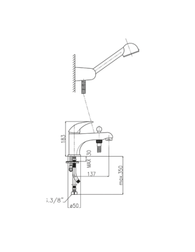 Ceramic sink faucet with a shower 1050, RING