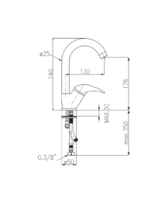 Virtuves izl. krāns 1079-70 hroms/mat. 2