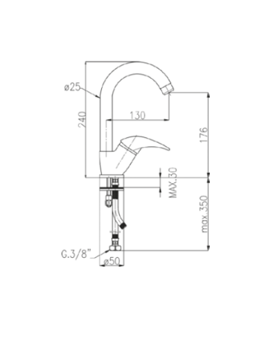 Virtuves izl. krāns 1079-70 hroms/mat.