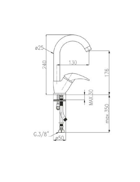 Virtuves izl. krāns 1079-70 hroms/mat.