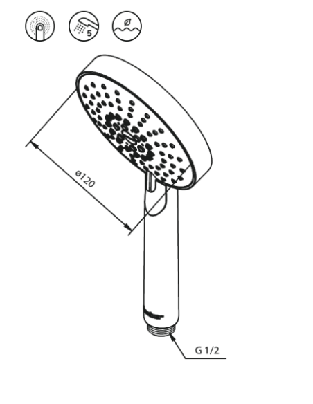 Damixa rokas duša Arc Kudos Plus 5 režīmi, chrome - 3 Damixa rokas duša Arc Kudos Plus 5 režīmi, chrome - 3