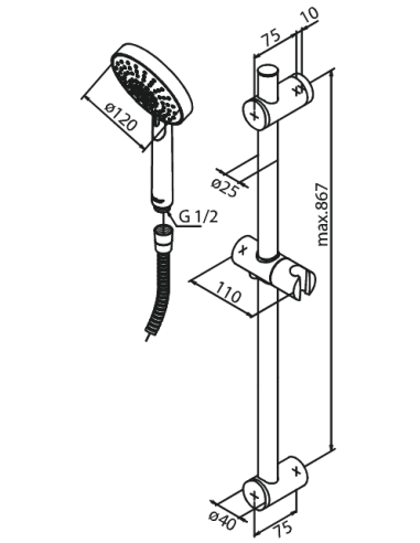 copy of Damixa rokas duša Arc Kudos Plus 5 režīmi, chrome - 1