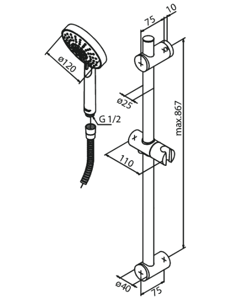 copy of Damixa rokas duša Arc Kudos Plus 5 režīmi, chrome - 1