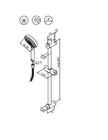 copy of Ручной душ Damixa Arc Kudos Plus 5 режимов, хром - 3 copy of Ручной душ Damixa Arc Kudos Plus 5 режимов, хром - 3